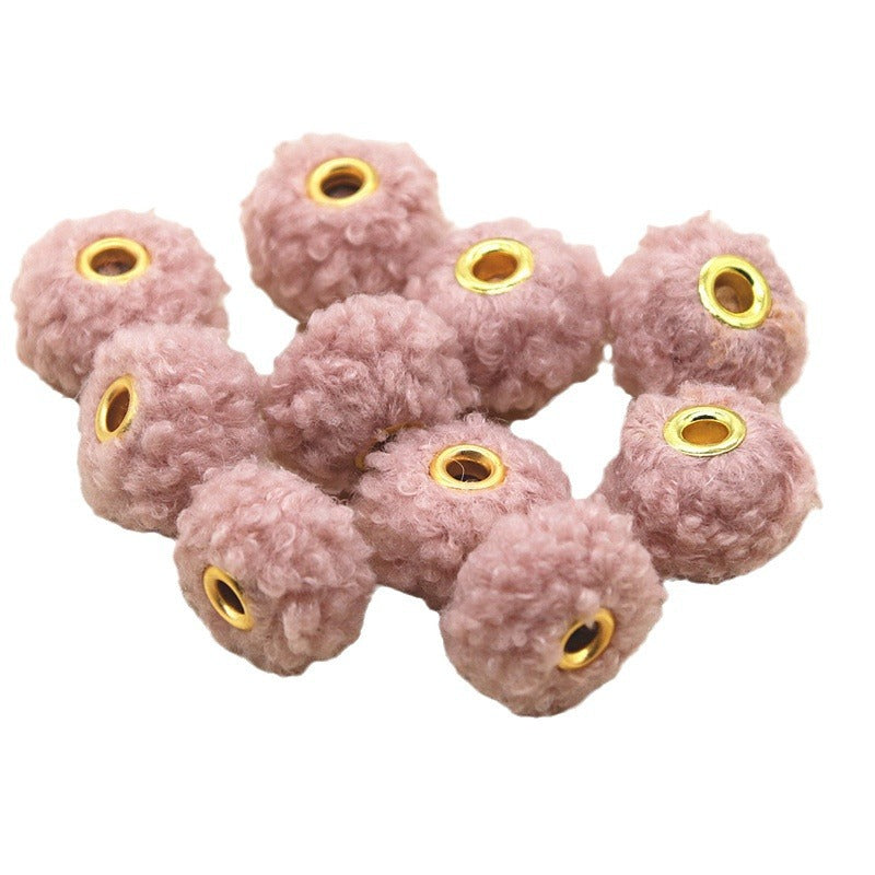 Wholesale 10PCS Straight Hole Teddy Fur Ball Beads Loose Beads Fabric Accessories